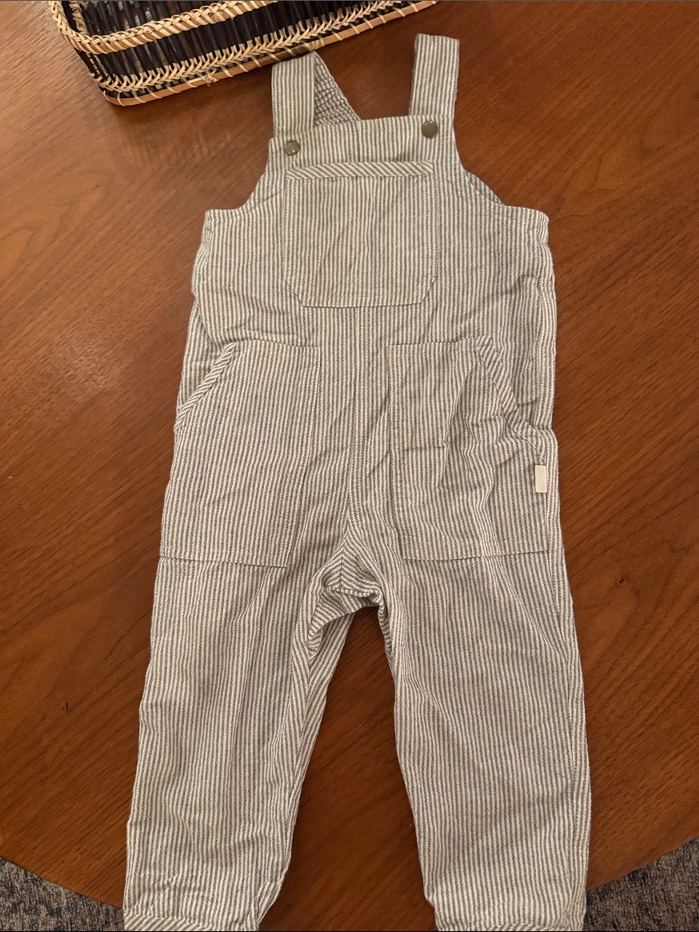 Pehr Striped Cotton Overalls for Kids - Blue & White